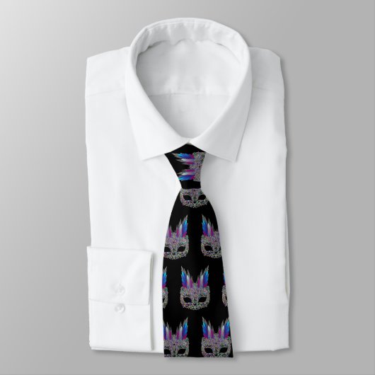 Mardi Gras Carnaval Feather Mask NeckTie 2 Stropdas (Gebonden)
