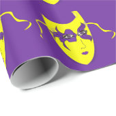 Mardi Gras Carnaval geel masker op Paarse Cadeaupapier (Rol Hoek)