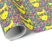 Mardi Gras Carnaval geel masker op Paarse diamante Cadeaupapier (Rol Hoek)