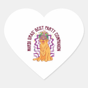 Mardi Gras Carnaval Golden Retriever Party Kostuum Hart Sticker