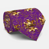 Mardi Gras Carnaval Gouden Masker Confetti Paarse Stropdas (Opgerold)