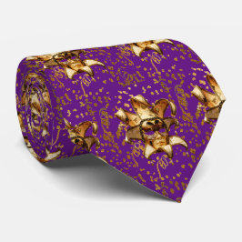 Mardi Gras Carnaval Gouden Masker Confetti Paarse Stropdas