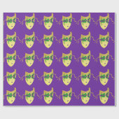 Mardi Gras Carnaval Gouden Masker op Paarse Cadeaupapier (Vlak)
