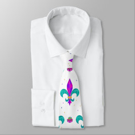 Mardi Gras Carnaval Green & Paarse Masquerade Fun Stropdas