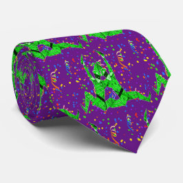Mardi Gras Carnaval Groene Jesters en Confetti Stropdas