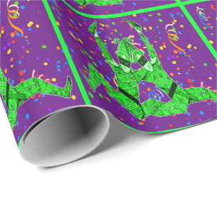 Mardi Gras Carnaval Groene Jesters met Confetti Cadeaupapier