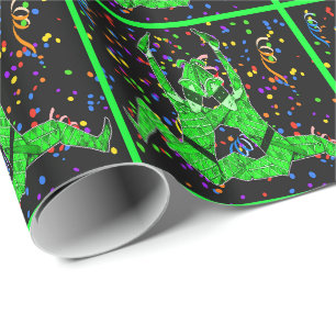 Mardi Gras Carnaval Groene Jesters met Confetti Cadeaupapier