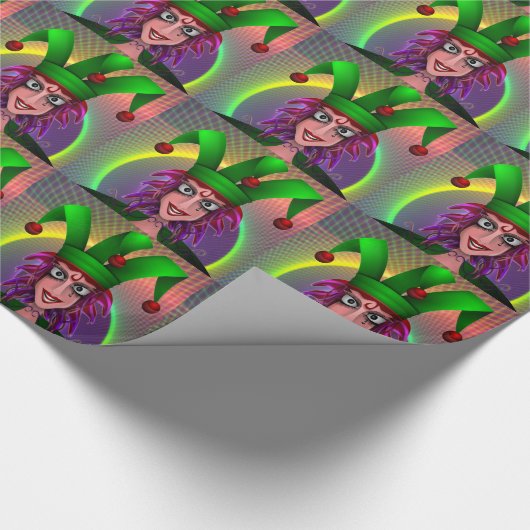 Mardi Gras Carnaval Jester Cadeaupapier (Hoek)