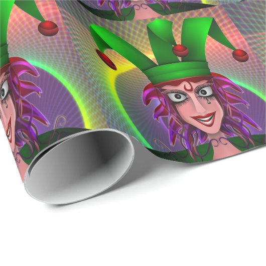 Mardi Gras Carnaval Jester Cadeaupapier (Rol Hoek)