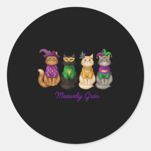 Mardi Gras Carnaval Kat Meowdi Gras Grappig Cadeau Ronde Sticker