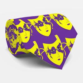 Mardi Gras Carnaval Mask op Paarse nekband Stropdas