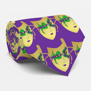 Mardi Gras Carnaval Mask op Paarse nekband Stropdas