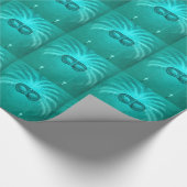 Mardi Gras Carnaval Mask Turquoise Cadeaupapier (Hoek)