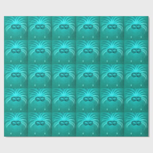Mardi Gras Carnaval Mask Turquoise Cadeaupapier (Vlak)