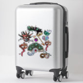MARDI GRAS CARNAVAL MASKERS, PAUWFEATHERS FAN STICKER (Koffer)