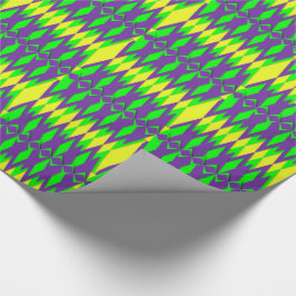 Mardi Gras Carnaval Neon Groen Geel Paarse Cadeaupapier