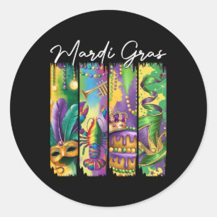 Mardi Gras Carnaval Optocht Straat Mannen Vrouwen Ronde Sticker