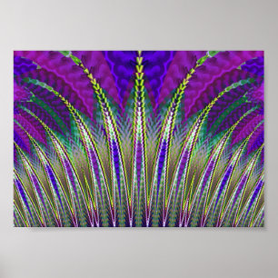 Mardi Gras-carnaval paars en groen fractaal Poster