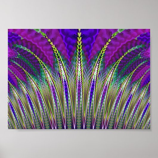 Mardi Gras-carnaval paars en groen fractaal Poster (Voorkant)