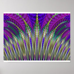 Mardi Gras-carnaval paars en groen fractaal Poster