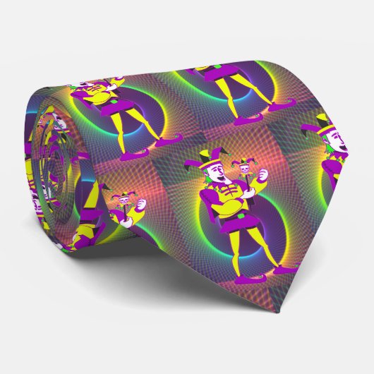 Mardi Gras Carnaval Paarse Gele Jester Stropdas (Opgerold)