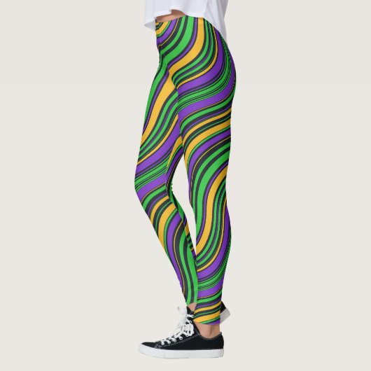 Mardi Gras Carnaval Paarse Goud en Groen Leggings (Links)