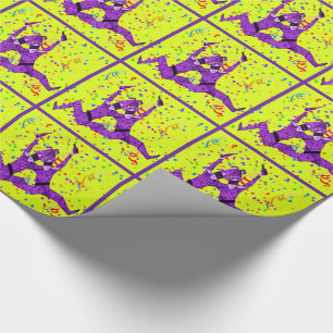 Mardi Gras Carnaval Paarse Jesters met Confetti Cadeaupapier