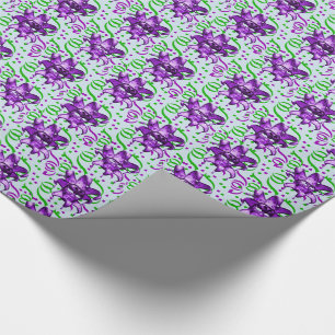 Mardi Gras Carnaval Paarse Masker met Confetti Cadeaupapier