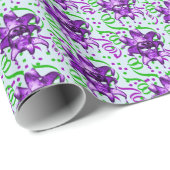 Mardi Gras Carnaval Paarse Masker met Confetti Cadeaupapier (Rol Hoek)