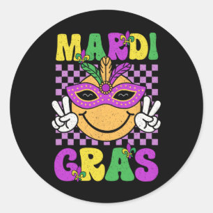 Mardi Gras Carnaval Smile Gezichtsmasker Veren Jon Ronde Sticker
