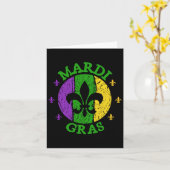 Mardi Gras Carnaval Vintage Retro Jester H Kaart (Gele Bloem)