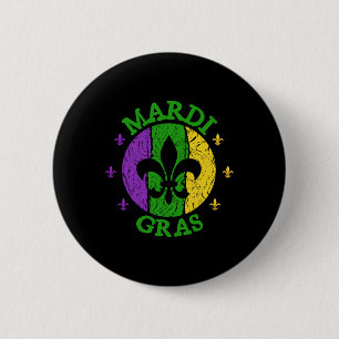 Mardi Gras Carnaval Vintage Retro Jester H Ronde Button 5,7 Cm