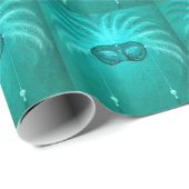 Mardi Gras Carnavalsmasker Turquoise Cadeaupapier (Rol Hoek)