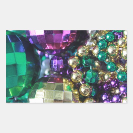 Mardi Gras Carnival Beads Gepersonaliseerd Decale  Rechthoekige Sticker (Voorkant)