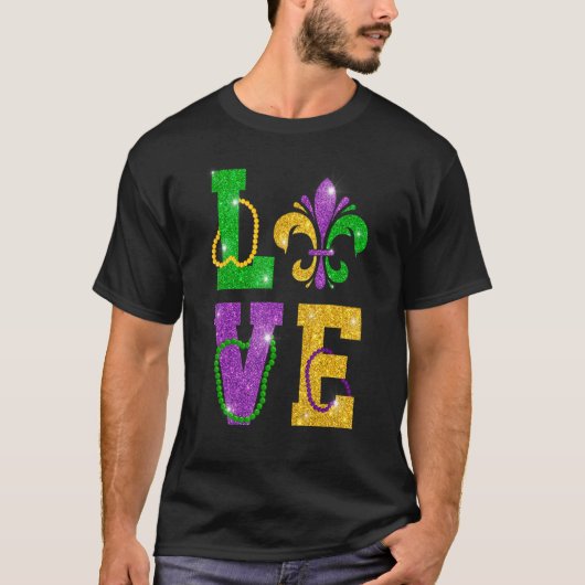 Mardi Gras Carnival Costume Glitter Effect Fleur D T-shirt (Voorkant)