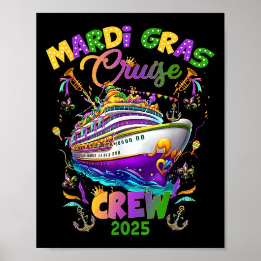 Mardi Gras Carnival Cruise 2025 Cruising Mask Ship Poster (Voorkant)