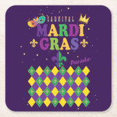 Mardi Gras Carnival Festive Fleur de Lis Diamond Kartonnen Onderzetters (Voorkant)