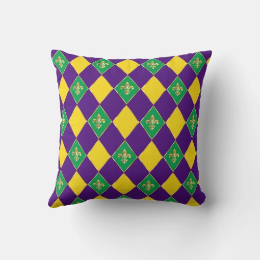 Mardi Gras Carnival Festive Fleur de Lis Diamond Kussen (Achterkant)