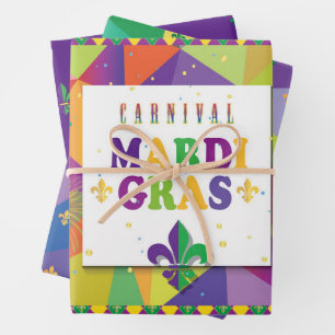 Mardi Gras Carnival Fleur de Lis Diamond Decor Inpakpapier Vel