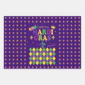 Mardi Gras Carnival Fleur de Lis Diamond Decor Inpakpapier Vel (Voorkant)