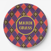 Mardi Gras Carnival Fleur de Lis Diamond Decor Papieren Bordje (Voorkant)