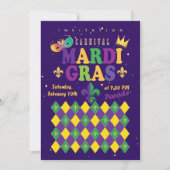 Mardi Gras Carnival Fleur de Lis Diamond Harlequin Kaart (Voorkant)
