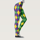 Mardi Gras Carnival Fleur de Lis Diamond Harlequin Leggings (Rechts)
