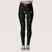 Mardi Gras Carnival Fleur de Lis Diamond Harlequin Leggings (Voorkant)