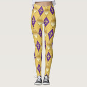 Mardi Gras Carnival Fleur de Lis Diamond Harlequin Leggings (Voorkant)