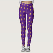 Mardi Gras Carnival Fleur de Lis Diamond Harlequin Leggings (Voorkant)