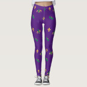 Mardi Gras Carnival Fleur de Lis Diamond Harlequin Leggings (Voorkant)