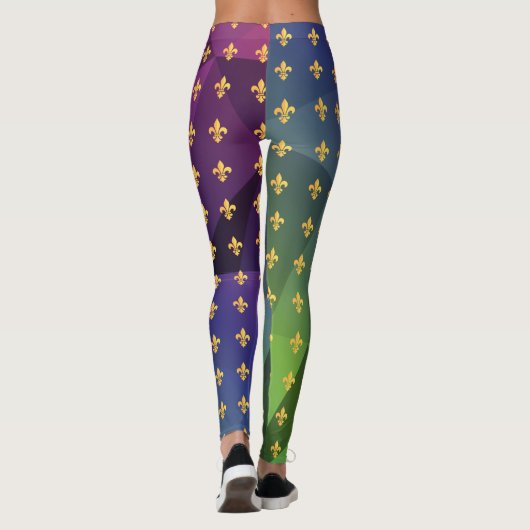Mardi Gras Carnival Fleur de Lis Diamond Harlequin Leggings (Achterkant)