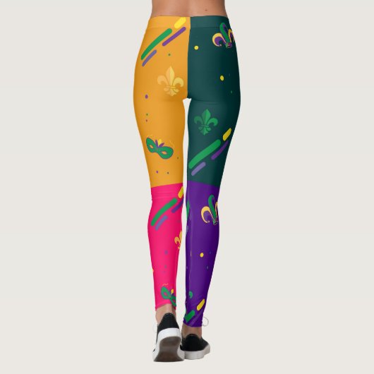 Mardi Gras Carnival Fleur de Lis Diamond Harlequin Leggings (Achterkant)