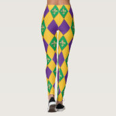 Mardi Gras Carnival Fleur de Lis Diamond Harlequin Leggings (Achterkant)